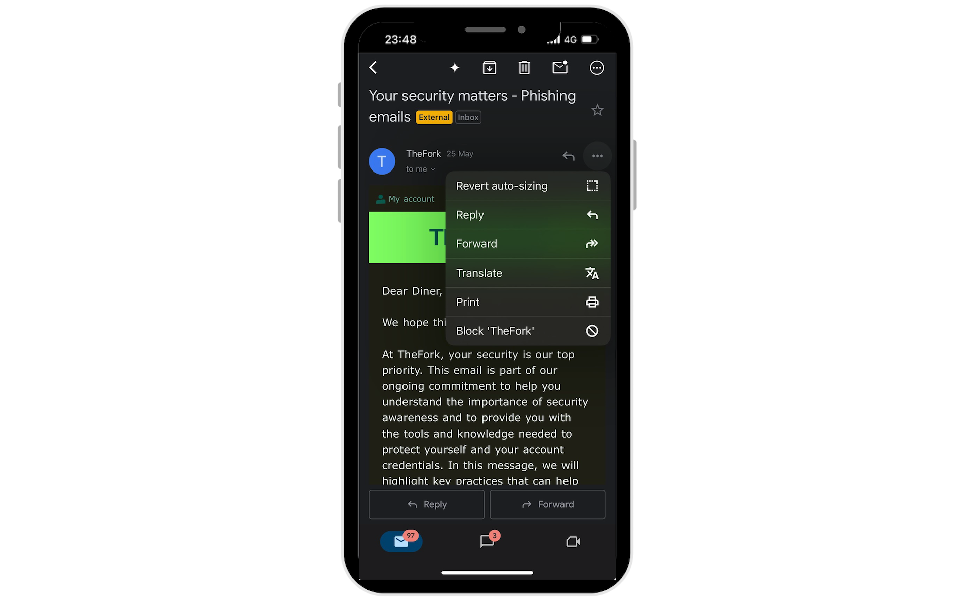 Block Sender on Gmail App