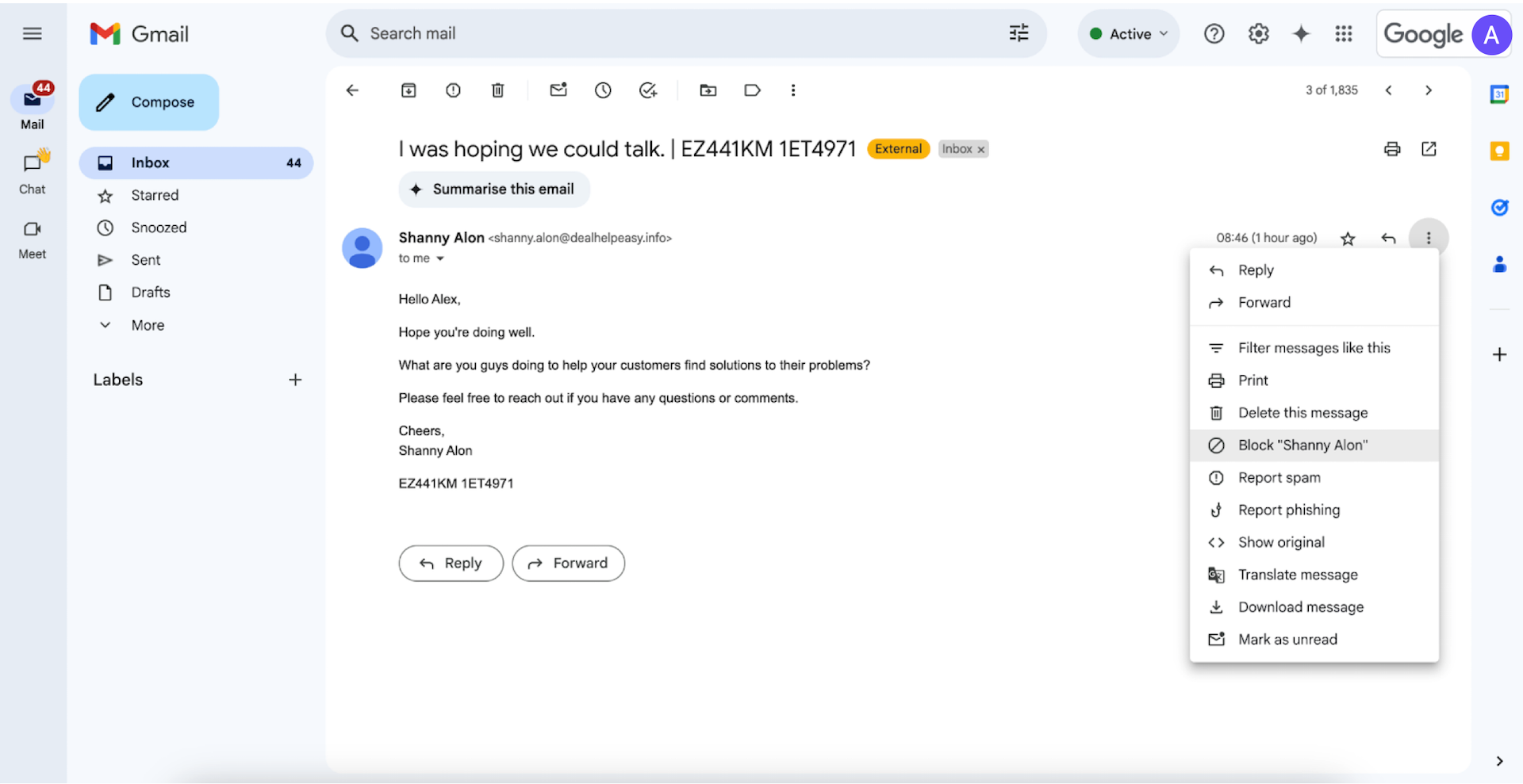 Block Sender on Gmail
